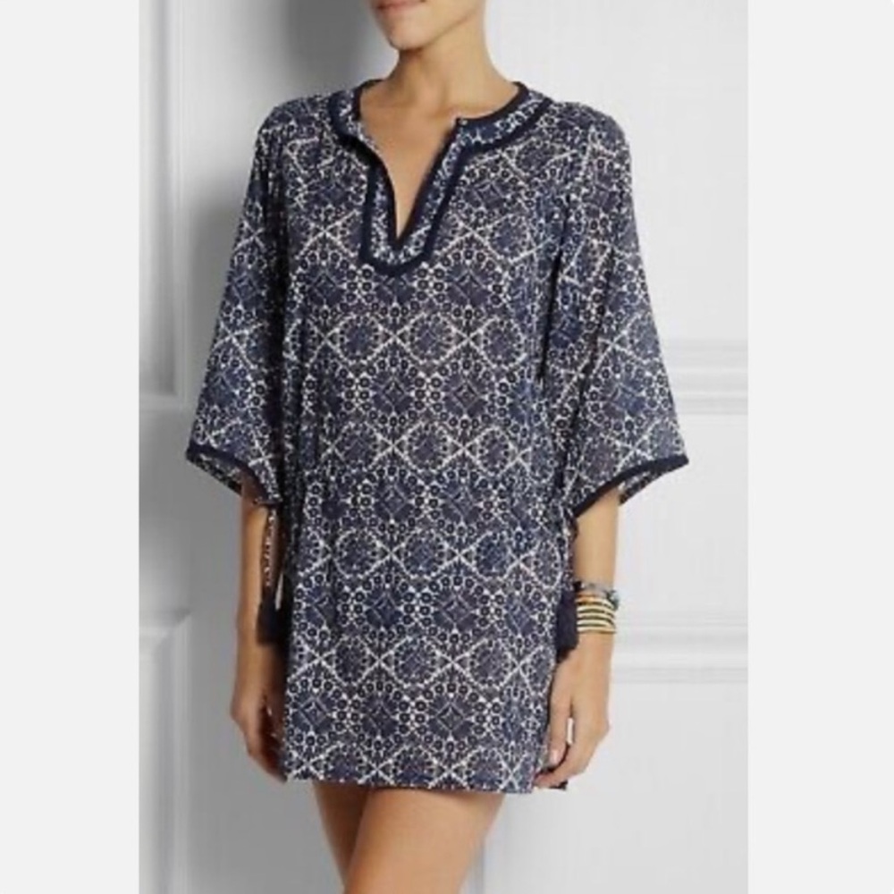 Tory Burch Navy and White Patterned Dress - Picture 2 of 15